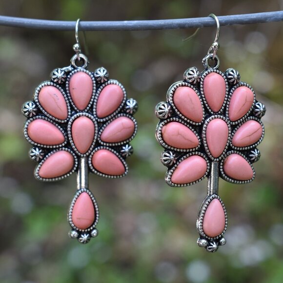 Pink Squash Blossom Earrings - Picture 1 of 2